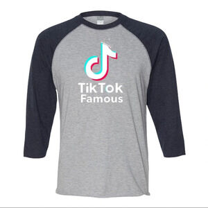 NEW LAT Apparel Unisex 3/4 Sleeve “Tik Tok Famous” Social media Baseball Shirt